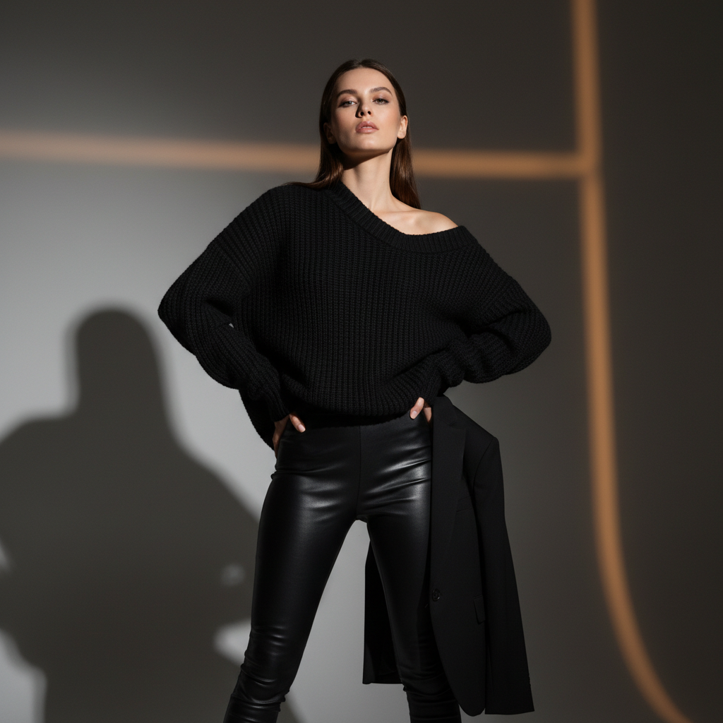 Leggings et Pantalons en Cuir Noir