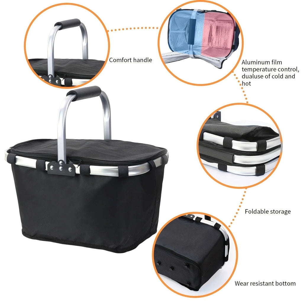 Panier Isotherme Pliant Avec Couvercle Zip Aluminium Oxford