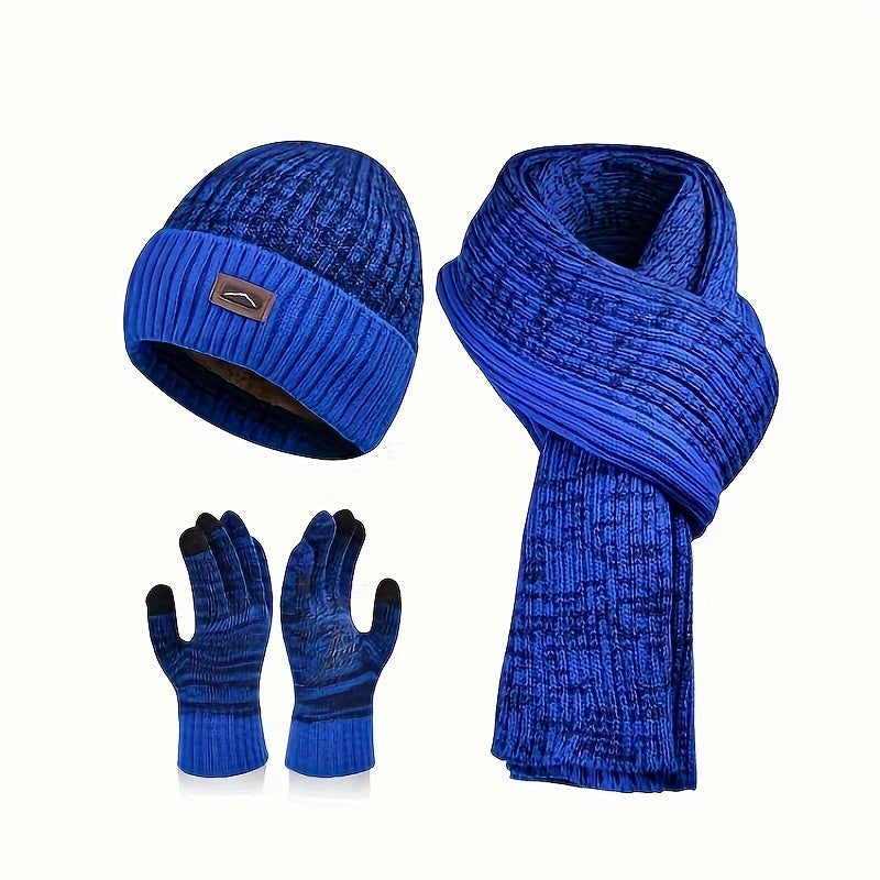 Ensemble Bonnet Écharpe Gants Homme Hiver Tricotés Trois Pièces Confort Élégant by LSDLBoutique.ch