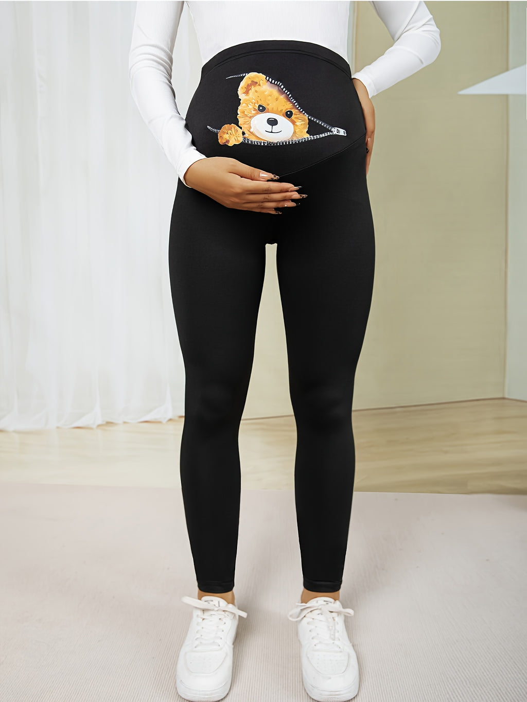 Legging Grossesse Taille Haute Imprimé Cartoon Skinny Stretch Confort Soutien Quotidien Pour Femme Enceinte by LSDLBoutique.ch