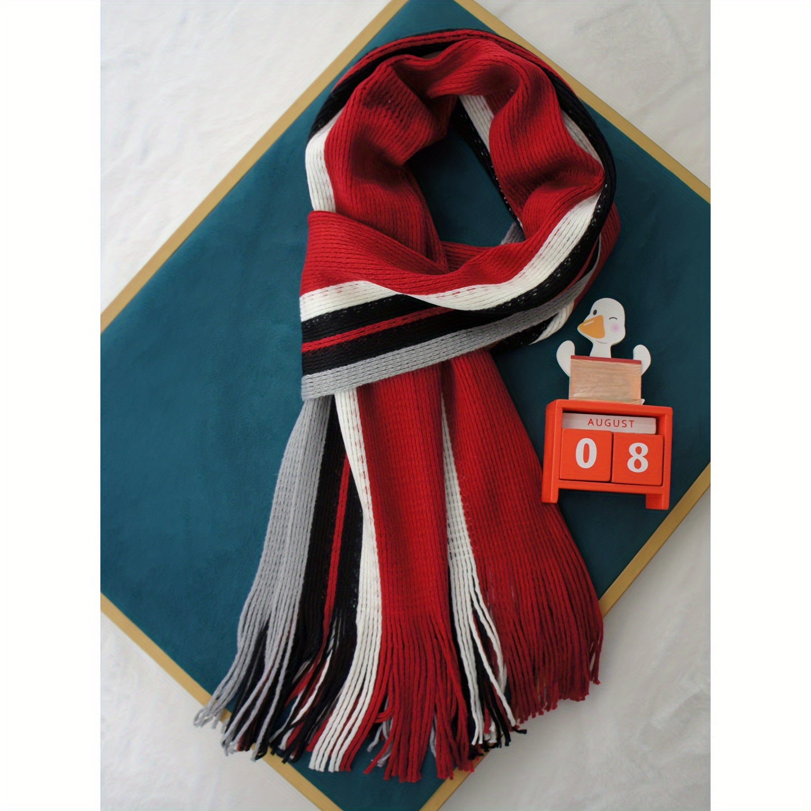 Écharpe Homme À Rayures Tricot Chaud Avec Franges En Acrylique Doux Pour Hiver Confortable Et Légère by LSDLBoutique.ch