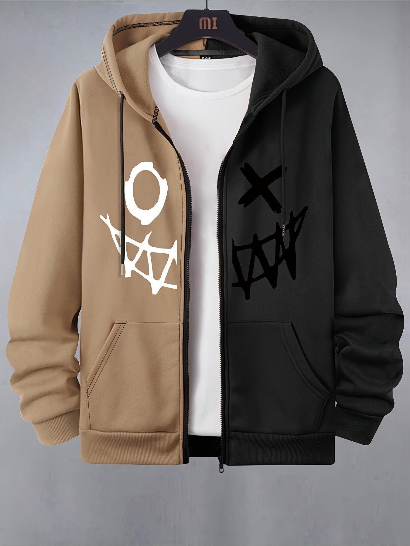 Sweat À Capuche Bicolore Pour Homme Style Sportswear Décontracté Polyester Velours Doux Confortable by LSDLBoutique