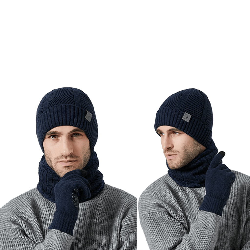 Ensemble Hiver Homme 3 Pièces Bonnet Écharpe Gants Tactiles Mélange Laine Acrylique Confortable Compatible Écran Tactile by LSDLBoutique.ch
