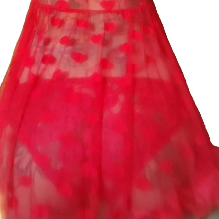 Les Secrets de Léa – nuisette rouge en tulle à cœurs – Valentina