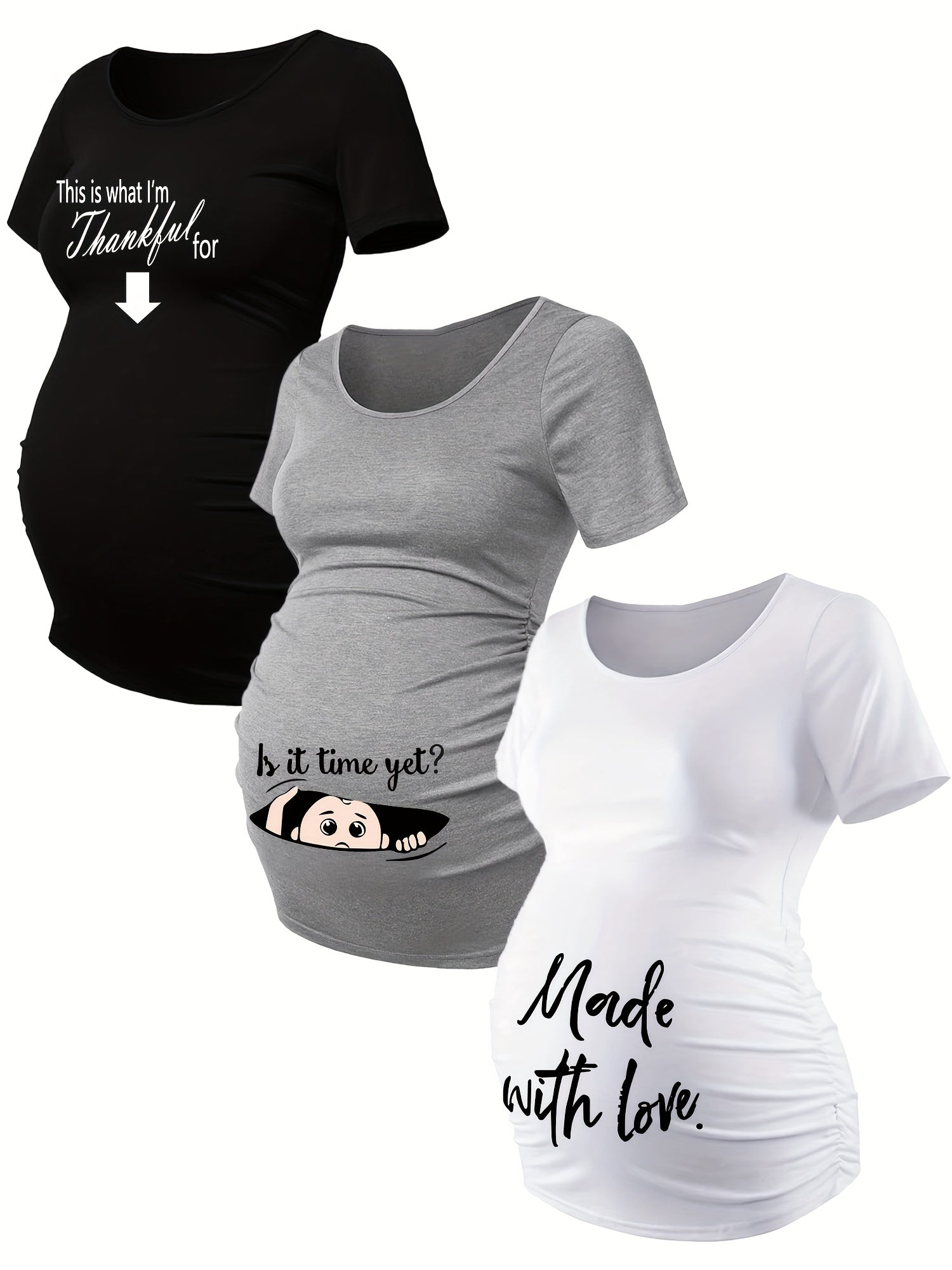 Lot De 3 T Shirts Grossesse Femme Motif Empreintes Stretch Col Rond Confort Et Liberté De Mouvement by LSDLBoutique.ch