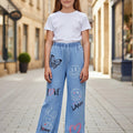 Original Graffiti Pantalon Denim Fille Imprimé Street Graffiti Automne Épais