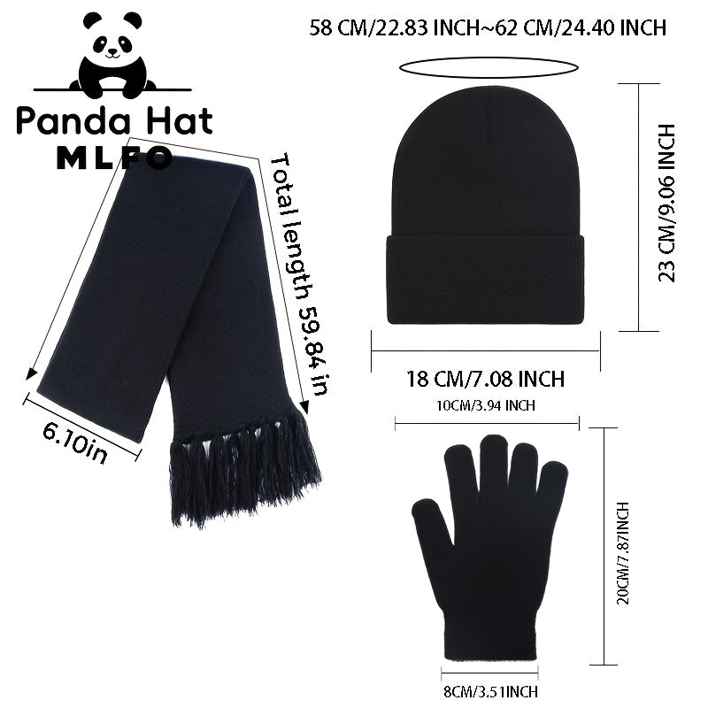 Ensemble Hiver 3 Pièces Bonnet Gants Écharpe Tricotés Confort Léger Acrylique 100 Pourcent Isolation Chaude MLFO by LSDLBoutique.ch