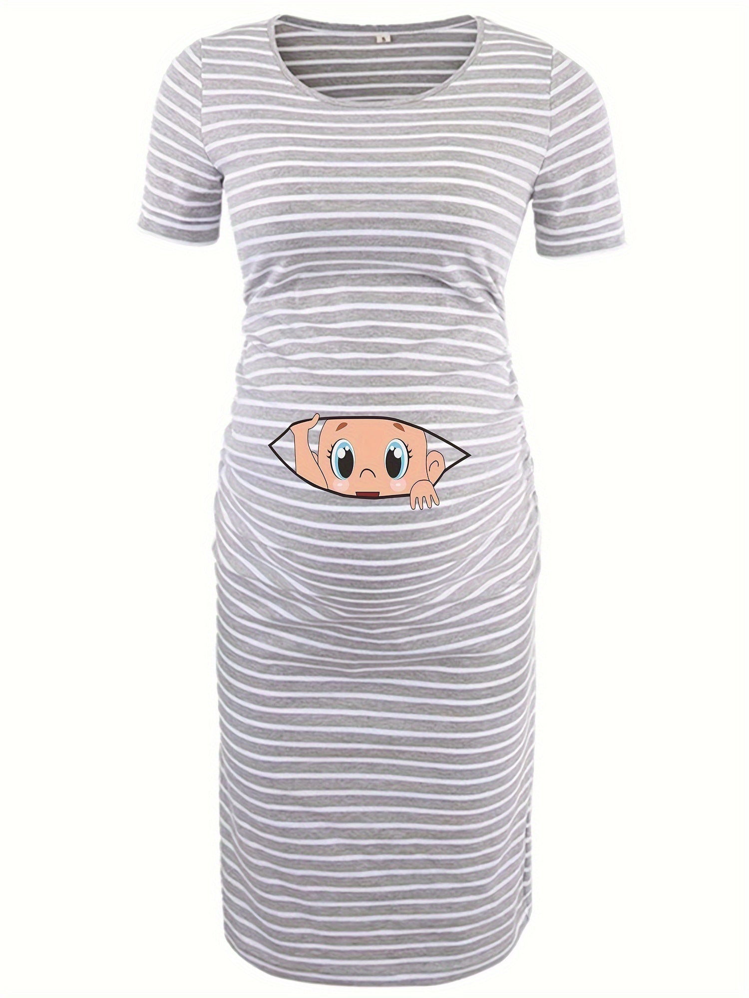 Robe Grossesse Femme Imprimé Bébé Col Rond Stretch Confort Pour Future Maman Ultra Confortable by LSDLBoutique.ch