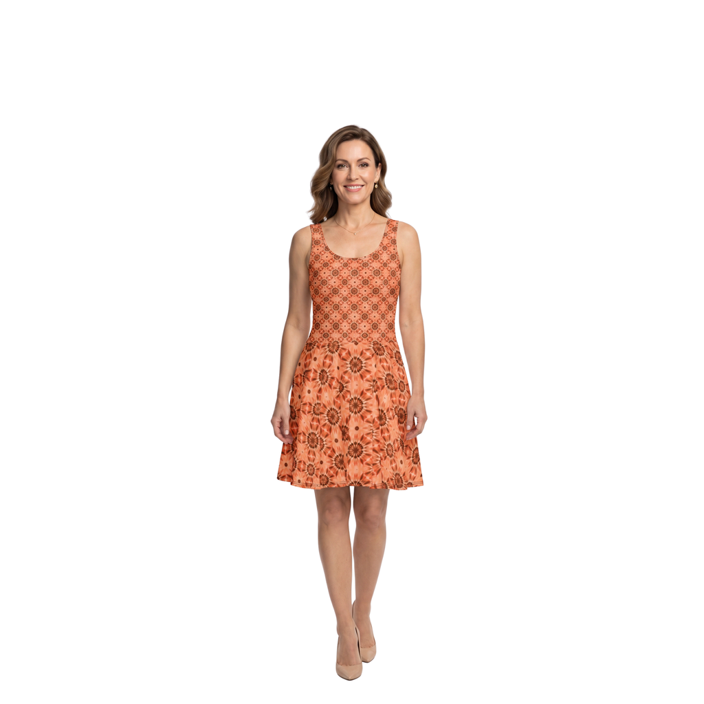 Robe patineuse cut-sew jupe évasée manches – Silke