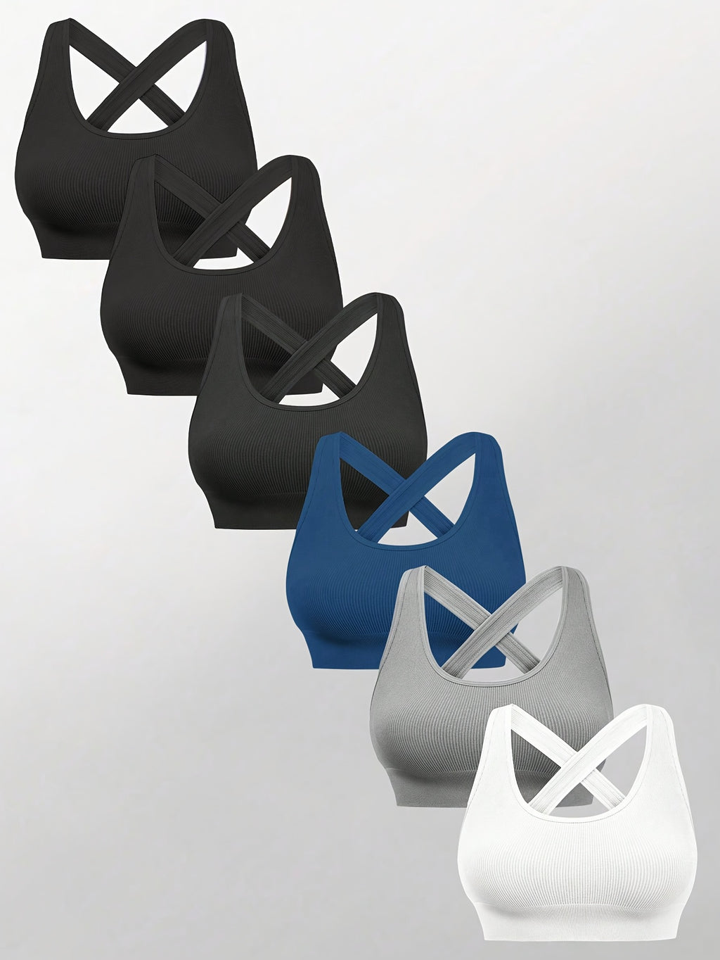 Lot De 6 Brassières De Sport Femme Dos Croisé Bretelles Réglables Maintien Confort Pour Yoga Pilates Course Détente by LSDLBoutique.ch