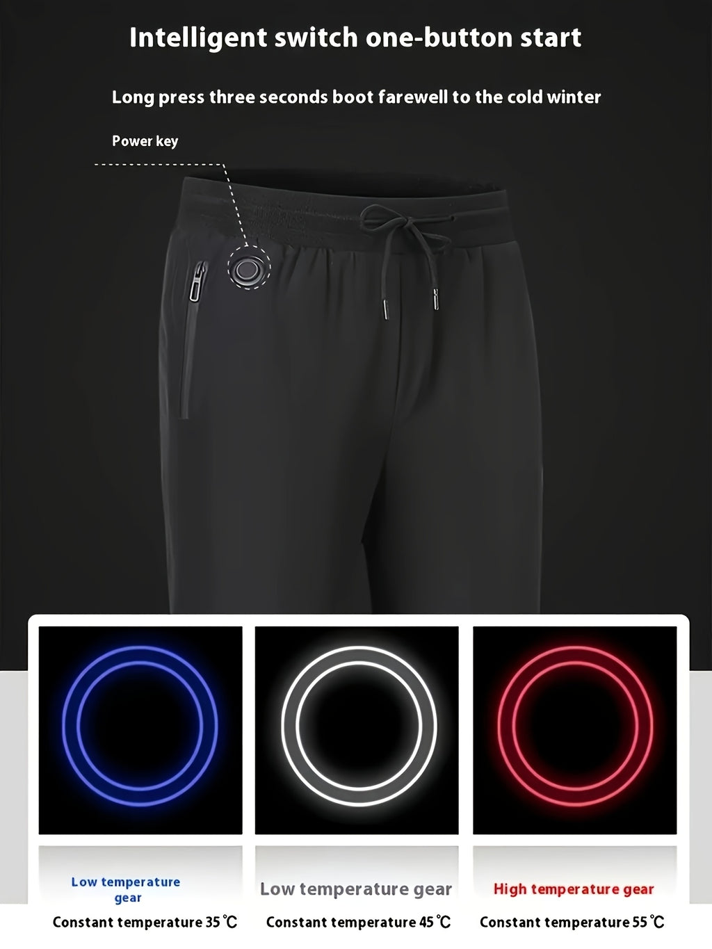 Pantalon De Sport Chauffant Avec 12 Zones De Chauffe Ceinture Renforcée Et Poches Zippées Sans Batterie by LSDLBoutique
