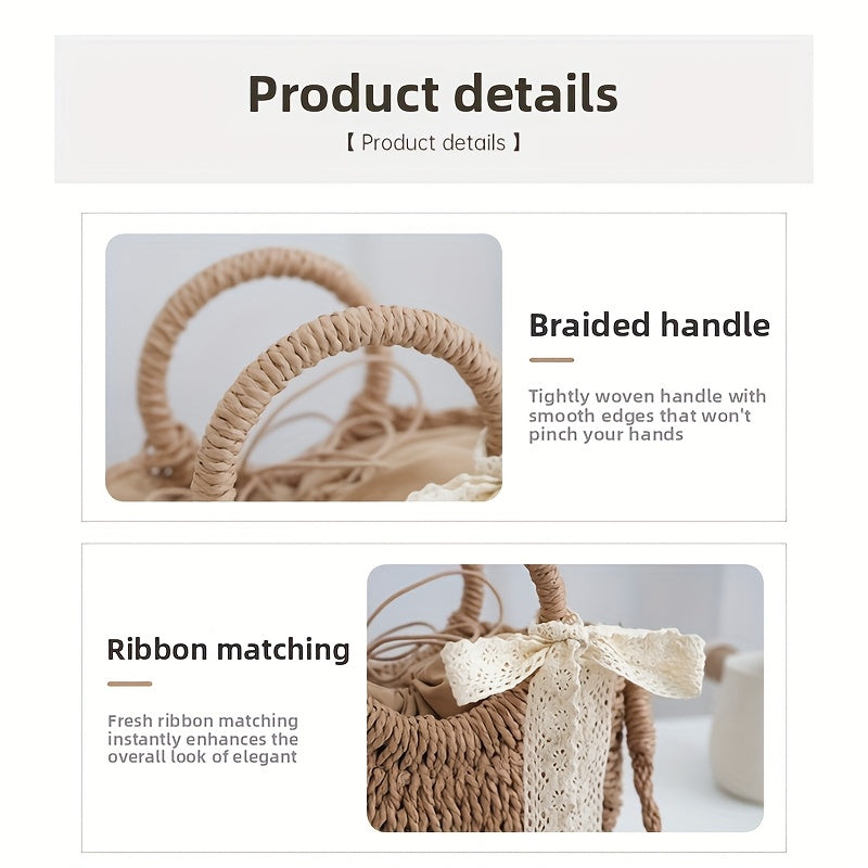 Trendy Mini Straw Crossbody Bag with Decorative Tassel, Handwoven Hollow Design for Summer Wear, Detachable Shoulder Strap, Lined for Easy Practicality, SendpiSTIL by LSDLBoutique.ch