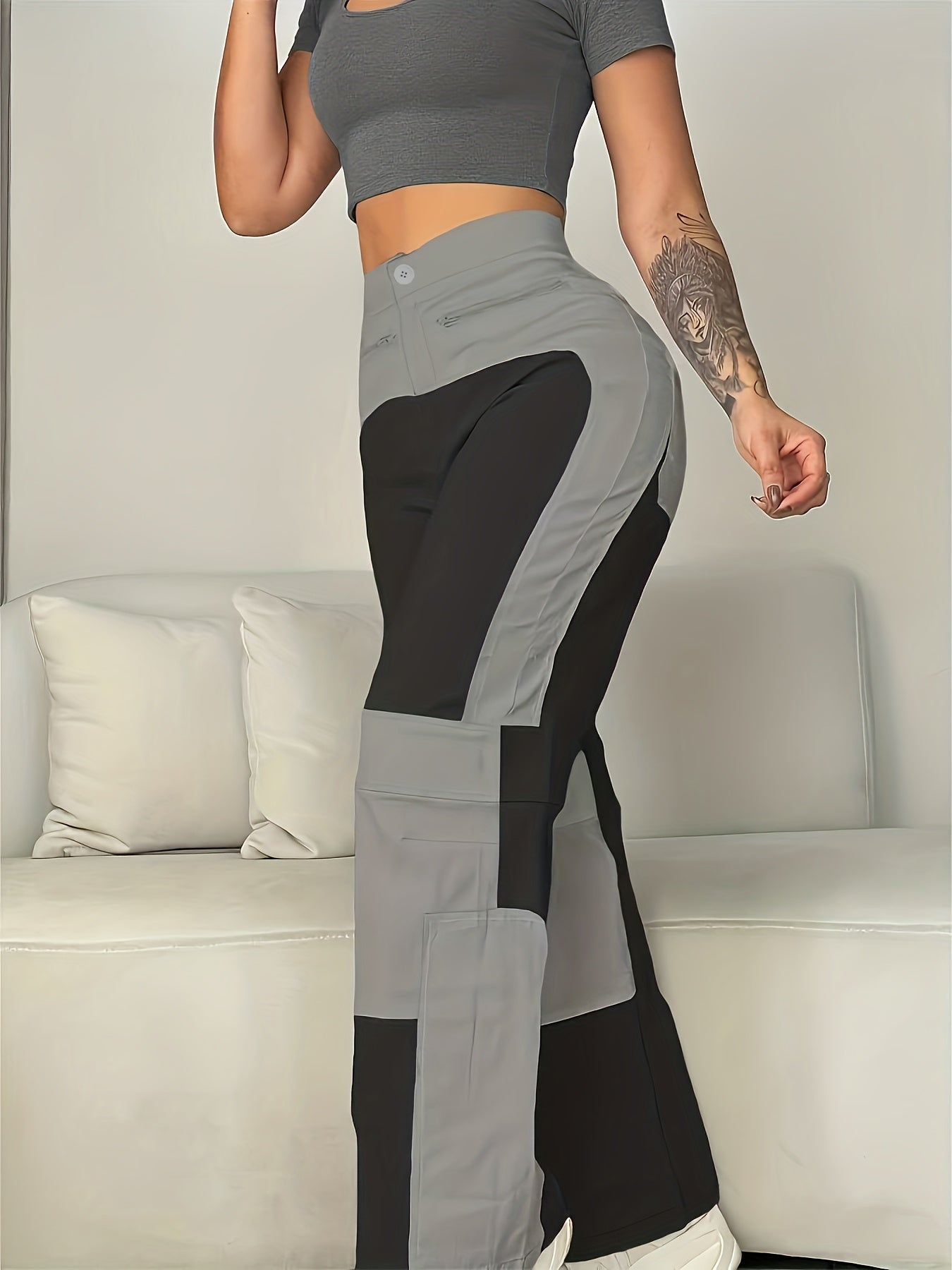 UrbanEase – Pantalon Cargo Femme Vintage à Blocs de Couleur by LSDLBoutique.ch