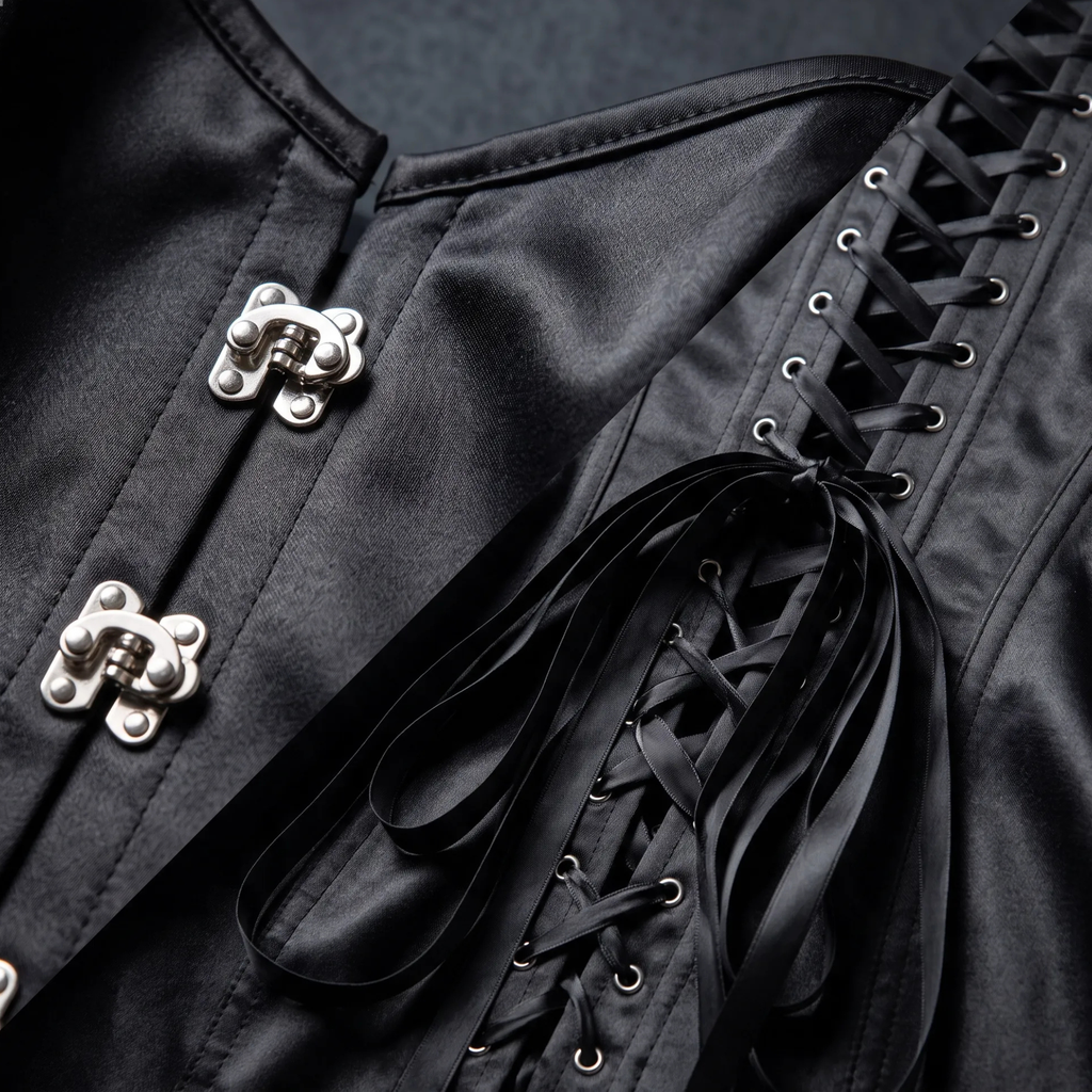 Corset overbust satiné à lacets style gothique – Grande taille