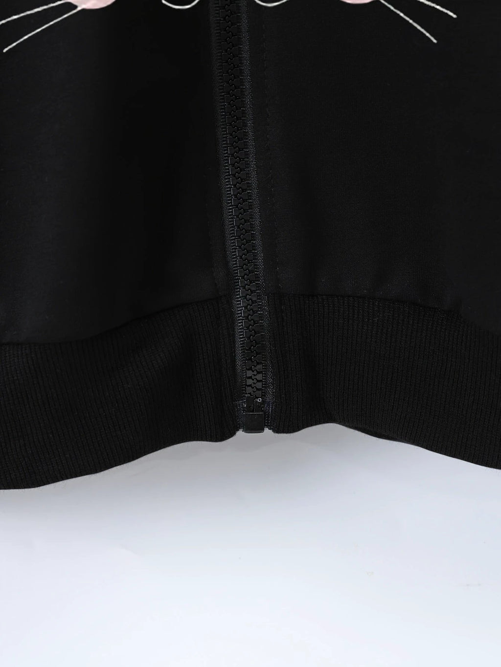 Sweat À Capuche Zip Enfant Noir Avec Visage Chat Et Pattes Sur Manches