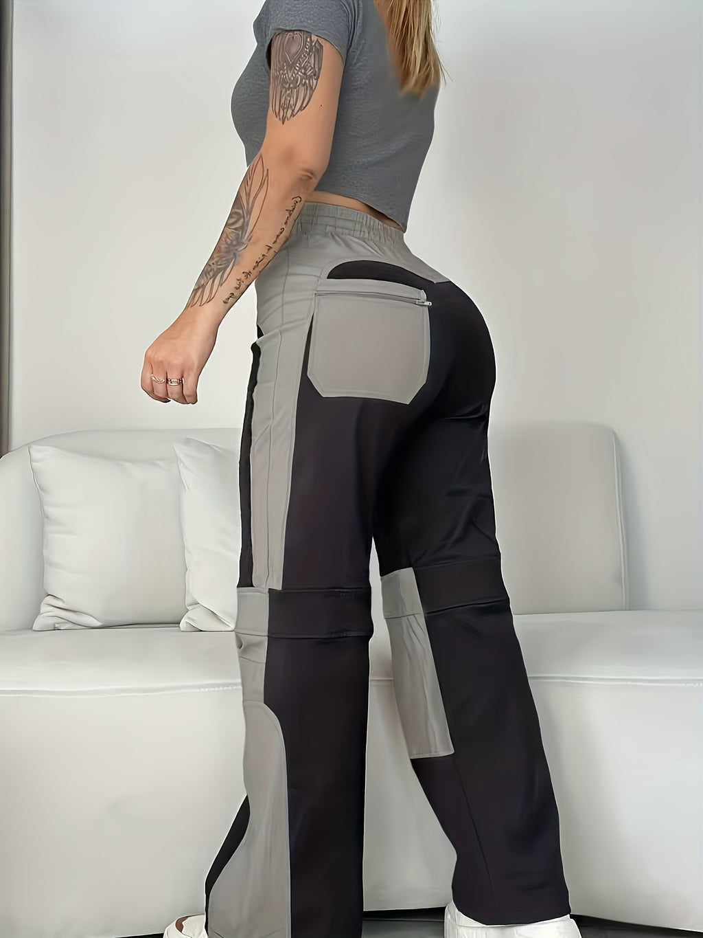 UrbanEase – Pantalon Cargo Femme Vintage à Blocs de Couleur by LSDLBoutique.ch