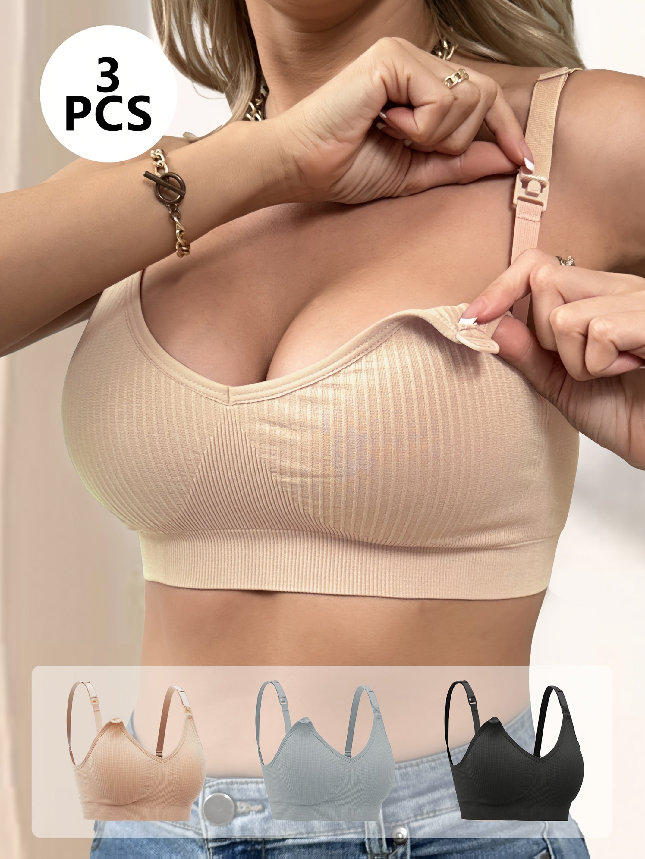 Soutien Gorge Allaitement 3 Pack Zippé Respirant Confort Grossesse Élégant Pour Tous Les Jours by LSDLBoutique.ch