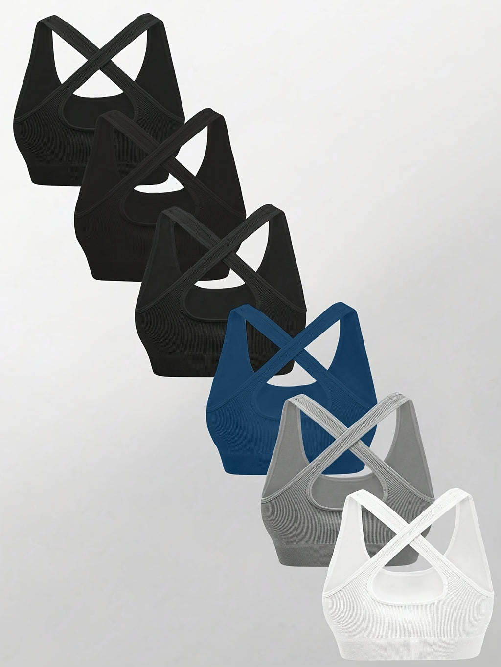 Lot De 6 Brassières De Sport Femme Dos Croisé Bretelles Réglables Maintien Confort Pour Yoga Pilates Course Détente by LSDLBoutique.ch