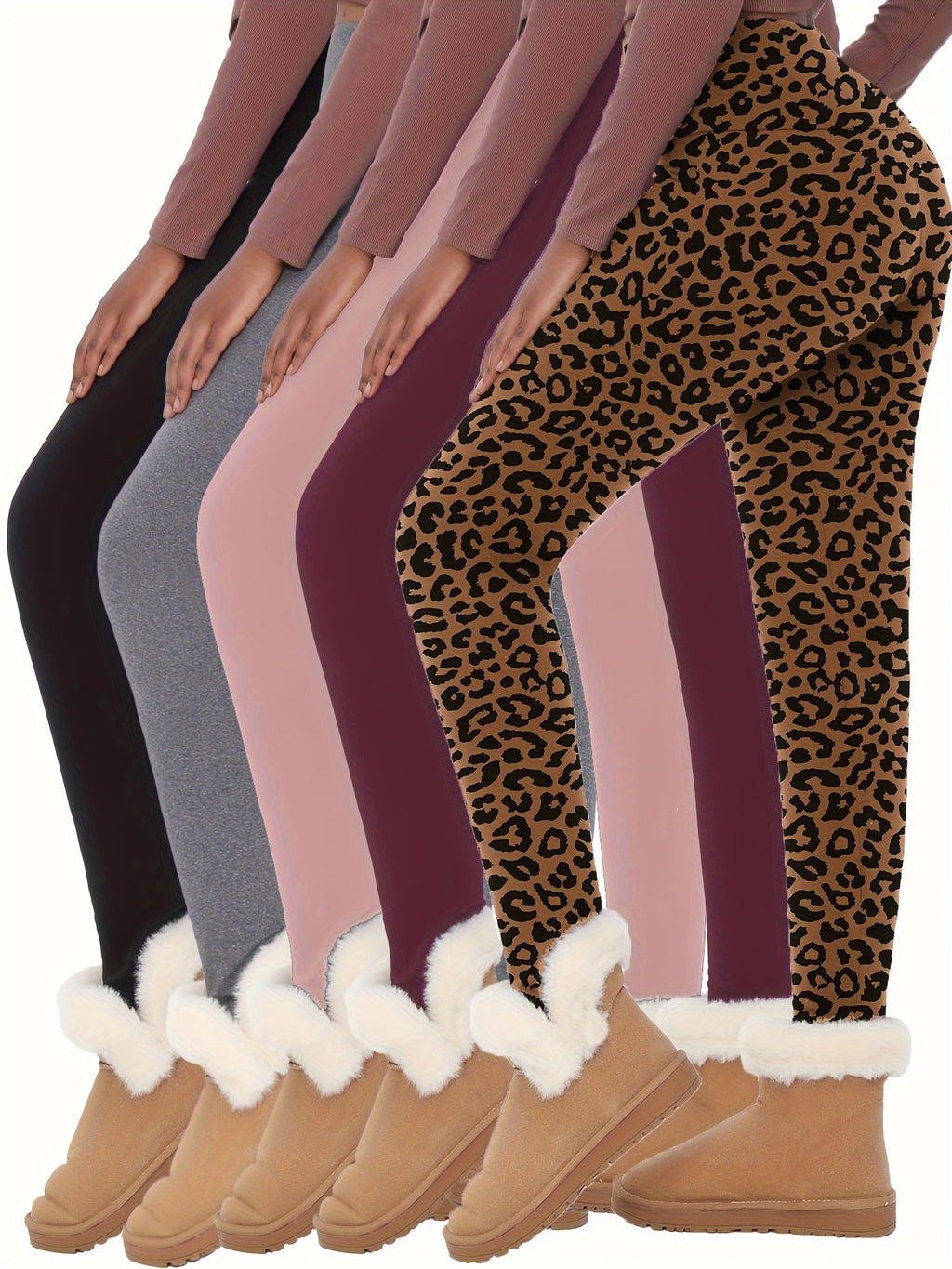 Lot De 5 Leggings Thermiques Femme Taille Haute Doux Et Chauds Pour Hiver Avec Doublure Polaire Pour Yoga Sport Quotidien by LSDLBoutique.ch