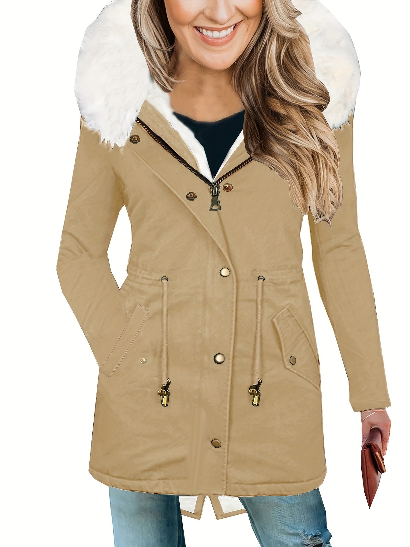 LSDLBoutique Manteau Femme Automne Hiver Casual Uni À Poches Doublure Intégrale Polyester by LSDLBoutique.ch