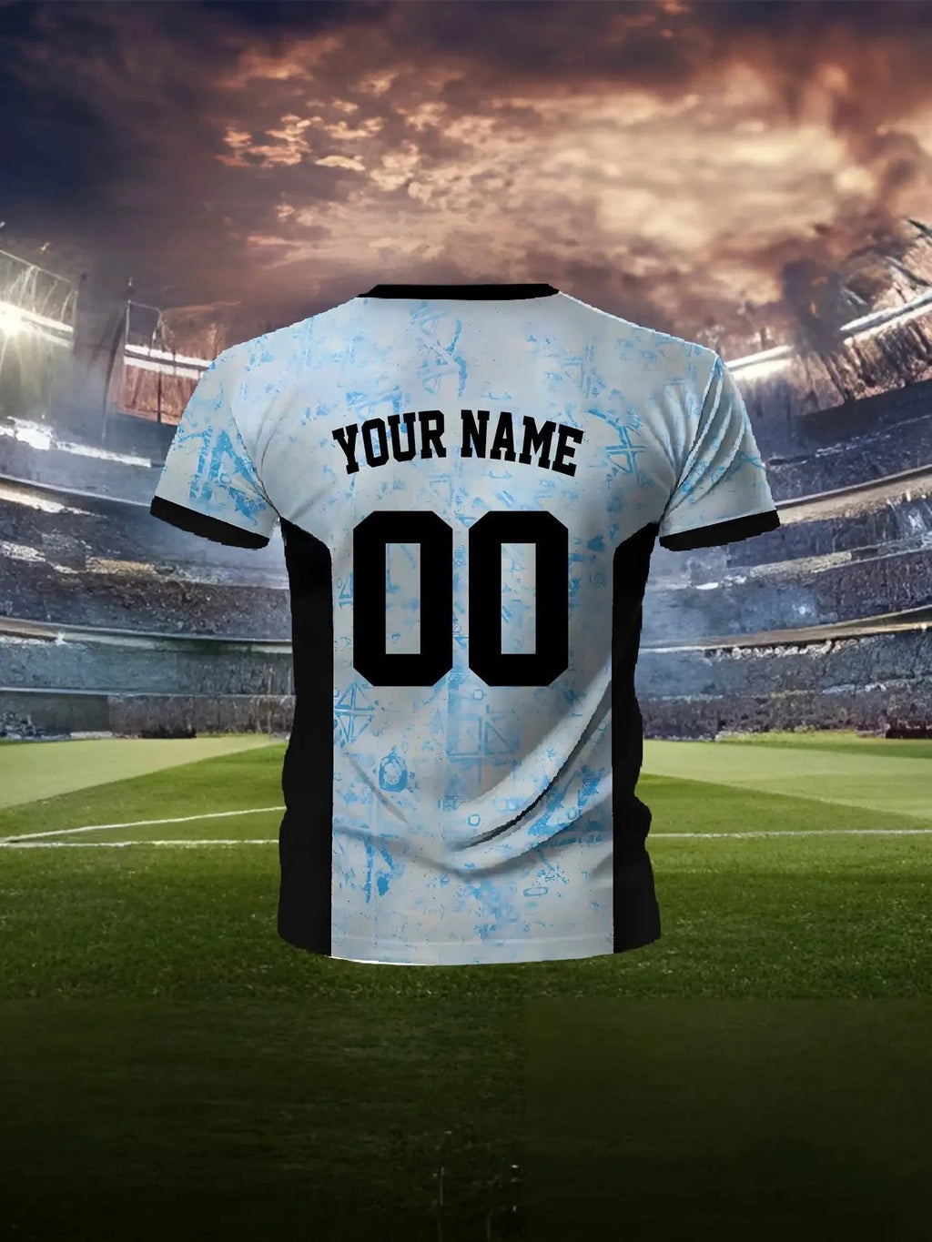 Maillot Foot Personalise Nom Numéro Bleu Noir