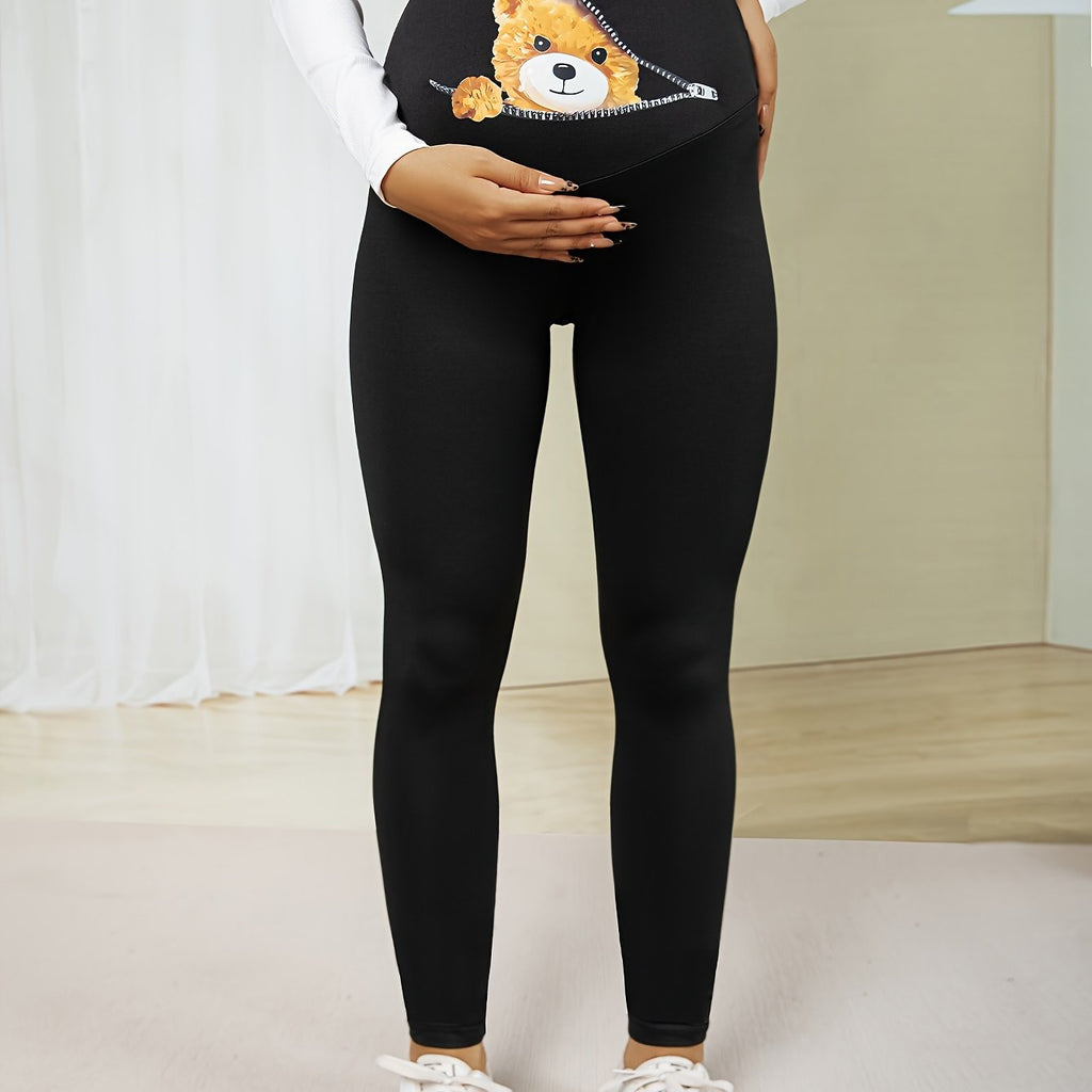Legging Grossesse Taille Haute Imprimé Cartoon Skinny Stretch Confort Soutien Quotidien Pour Femme Enceinte by LSDLBoutique.ch
