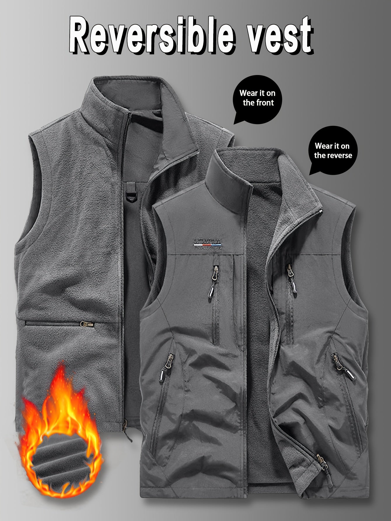 NordTrail – Gilet Réversible Homme Multi-Poches, Coupe Regular by LSDLBoutique.ch