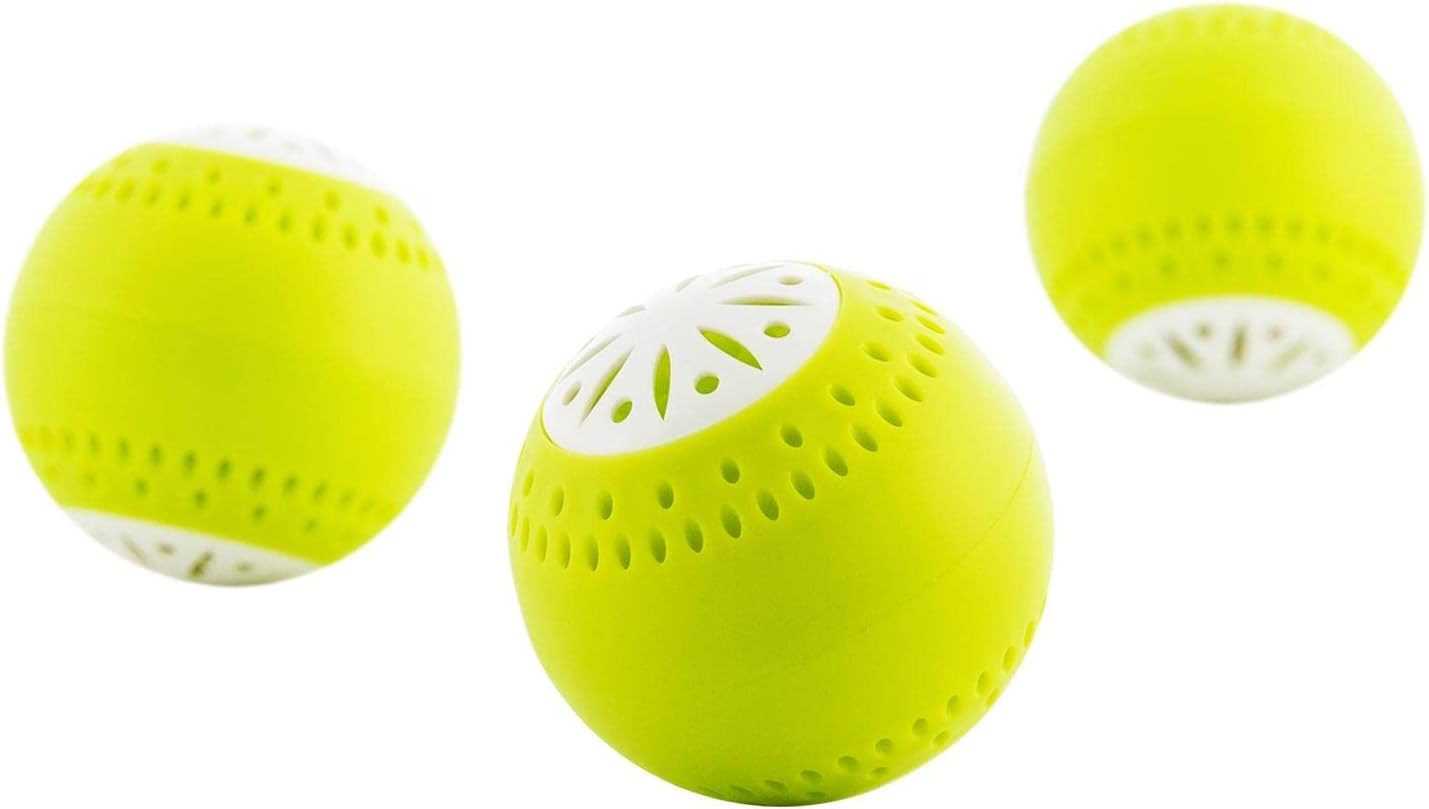 InnovaGoods - Éco-Boules pour Réfrigérateur 3 Unités, Prolonge la Fraîcheur des Aliments, Absorbe Gaz et Odeurs, Réutilisable, Éco-Responsable, ABS sans BPA, Citronier, 5x5x5 cm, Plastique