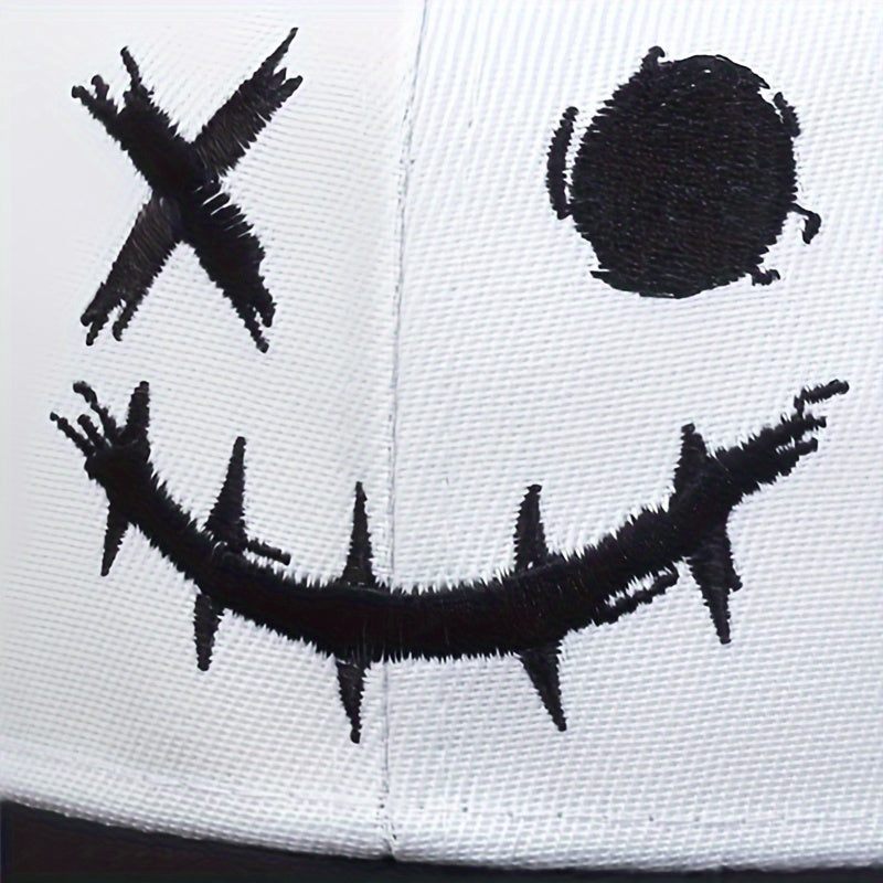 Casquette Hip Hop Noire À Smiley Brodé LSDLBoutique Confortable Style Décontracté Urbain Pour Été Voyage Mer by LSDLBoutique.ch