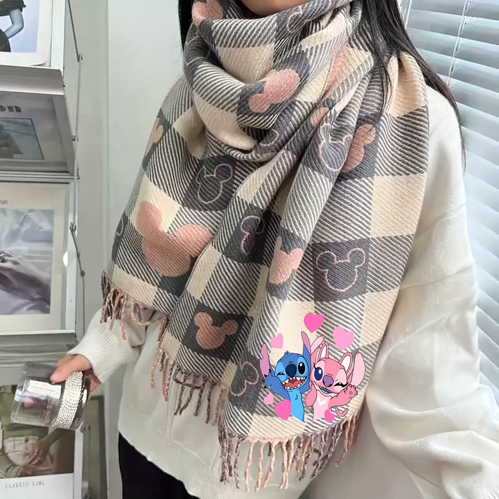 Écharpe Disney Cartoon Minnie Mouse Et Stitch Chaude Rose Vive Pour Hiver Kawaii Style by LSDLBoutique.ch