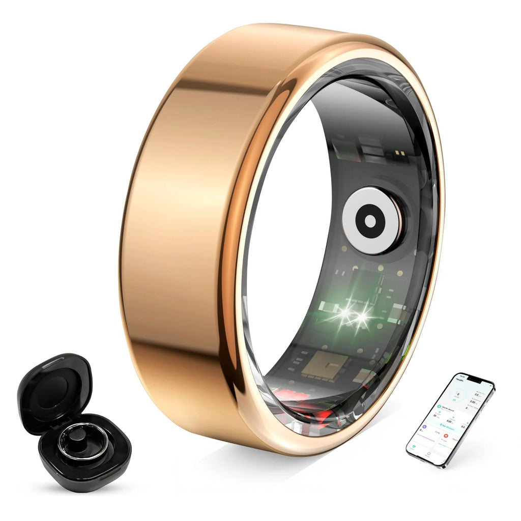 Smart Ring for Women and Men, Fitness Tracker with Heart Rate Monitor, Sleep, 100+ Sports, Pedometer, IP68 Waterproof, No Subscription for iOS/Android (Silver, 8)