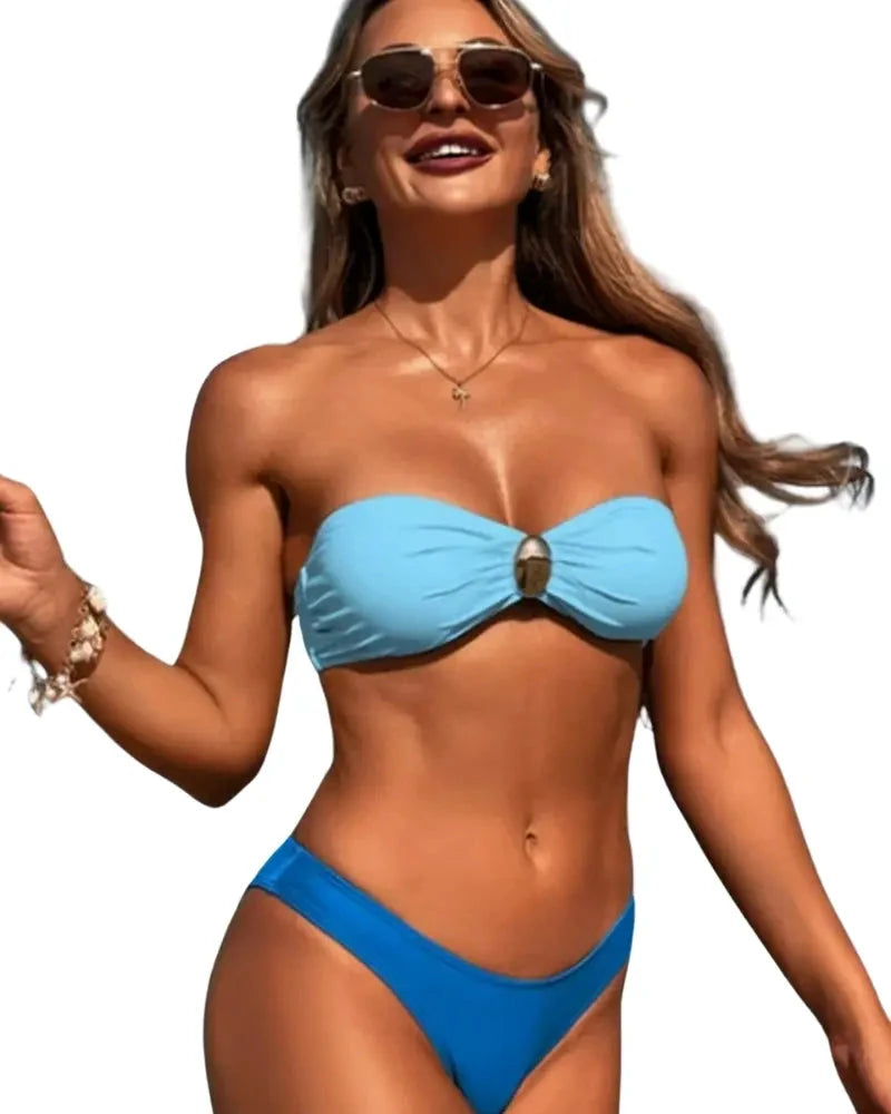 Baltia Bikini Bandeau Bijou Doré Édition Limitée Bleu