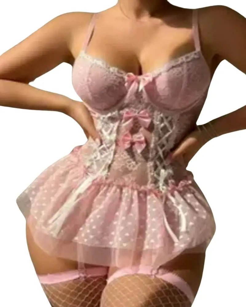 Isaline Corset Rose Avec Jupon En Tulle Raffiné Ensemble Chic Et Romantique Pour Soirée Habillée by Les Secrets de Léa