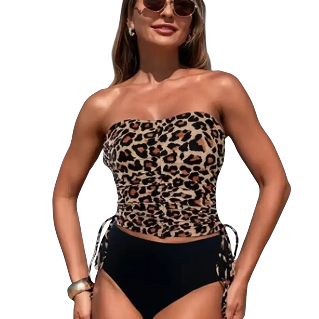 Volga Maillot Deux Pièces Léopard Bustier Haut Privé