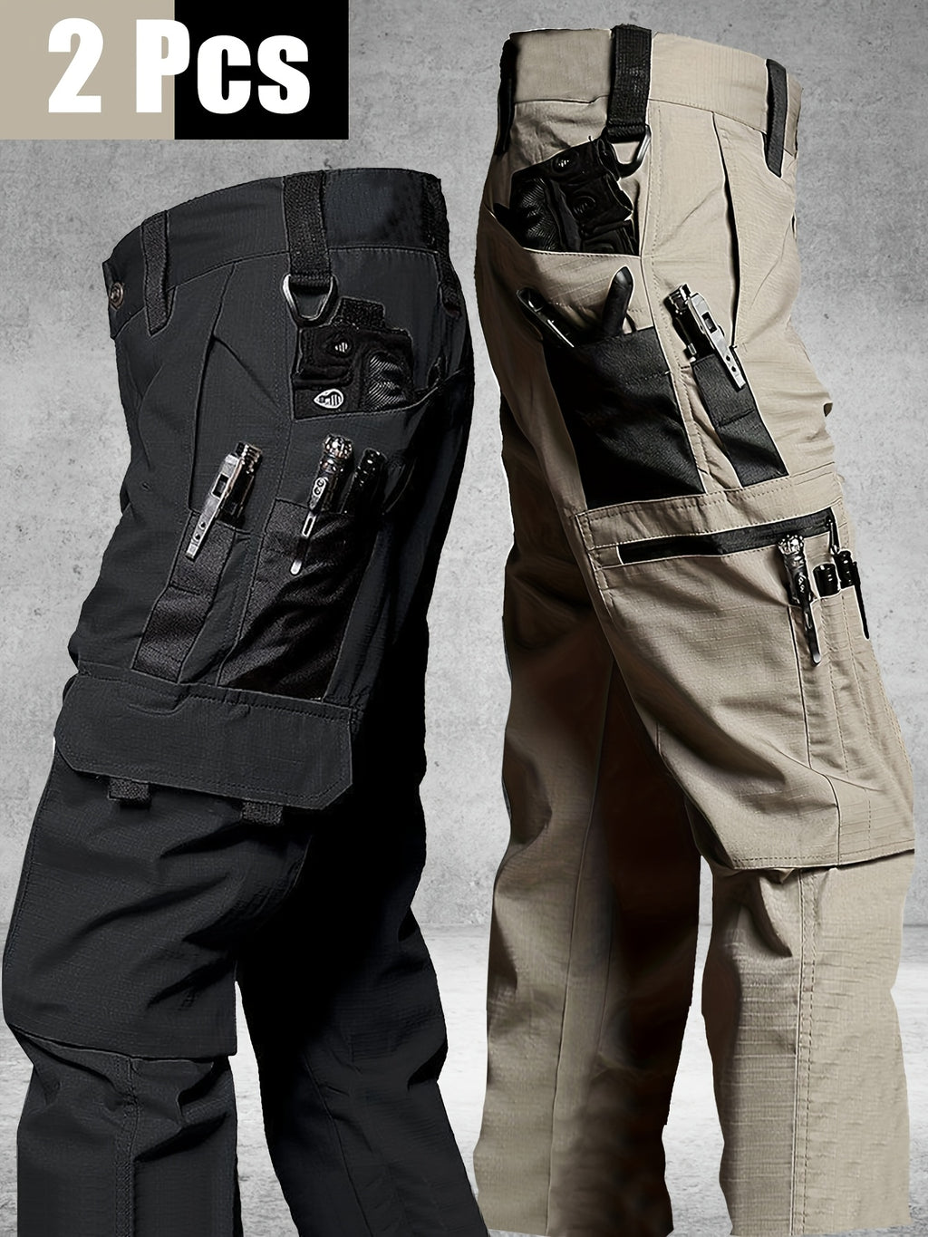 TactiPro – Lot de 2 Pantalons Cargo Tactiques Homme, Multi-Poches Résistants by LSDLBoutique.ch