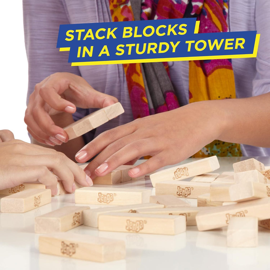 Hasbro Gaming Jenga, Jeu de société en Bois, Jeu de Voyage pour Enfant et familles, Version française, Idées Cadeaux d'anniversaire, À partir de 6 Ans