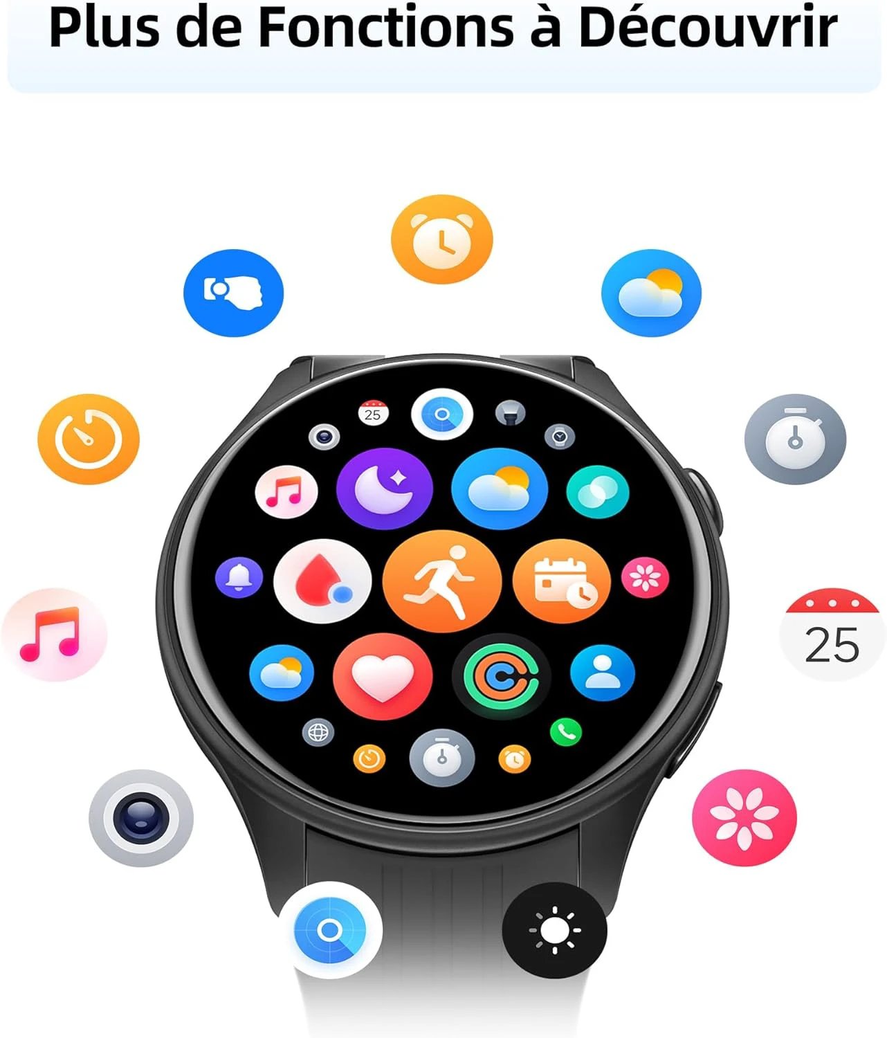 Parsonver Smart Watch with Built-in GPS, Smartwatch with Bluetooth Calls, 100+ Sports, Heart Rate and Sleep, IP68 Waterproof, Smart Watch for Android/iPhone (Black, 43 mm)