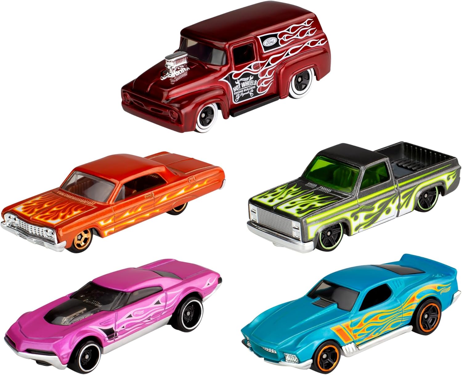 Hot Wheels Lot De 5 Voitures, Courses Extrêmes, Véhicules Jouets À L'Échelle 1:64 avec Détails Et Décors Réalistes, Voitures De Collection, Jouet pour Enfant de 3 Ans et Plus, 1806