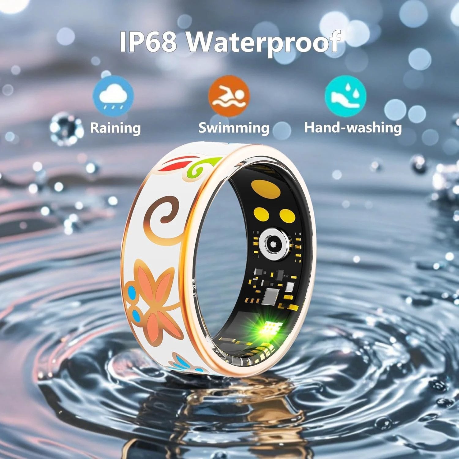 Vintage Smart Ring with Heart Rate and Sleep Monitoring, Fitness Tracker, Smart Ring Step Counter, IP68 Waterproof, 7 Day Battery, Magnetic Charging (7)