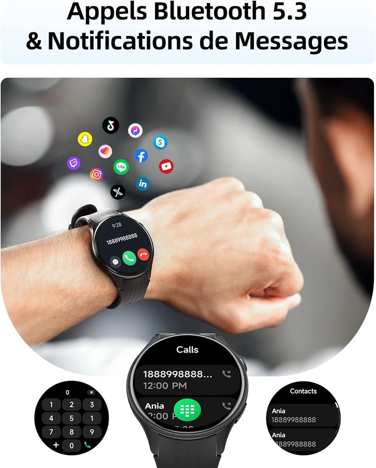 Parsonver Smart Watch with Built-in GPS, Smartwatch with Bluetooth Calls, 100+ Sports, Heart Rate and Sleep, IP68 Waterproof, Smart Watch for Android/iPhone (Black, 43 mm)