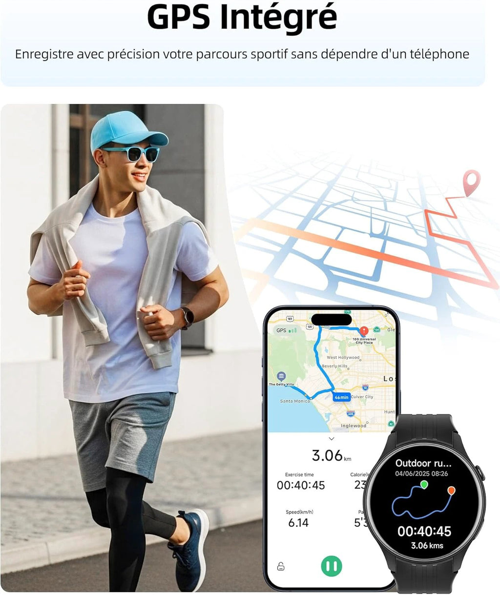 Parsonver Smart Watch with Built-in GPS, Smartwatch with Bluetooth Calls, 100+ Sports, Heart Rate and Sleep, IP68 Waterproof, Smart Watch for Android/iPhone (Black, 43 mm)