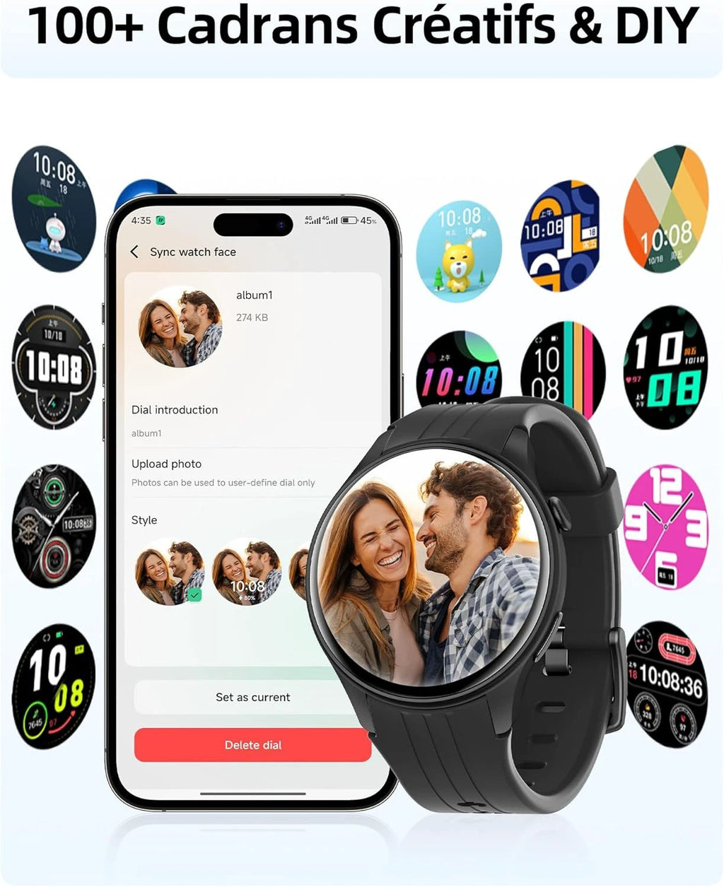 Parsonver Smart Watch with Built-in GPS, Smartwatch with Bluetooth Calls, 100+ Sports, Heart Rate and Sleep, IP68 Waterproof, Smart Watch for Android/iPhone (Black, 43 mm)