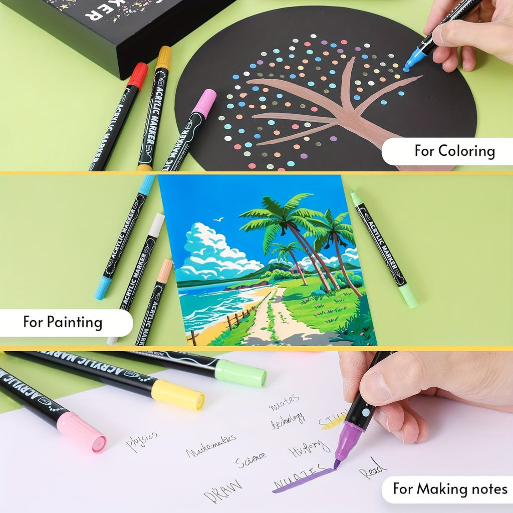 36 Colors Dual Tip Acrylic Pens Markers, Double Tip Premium Acrylic Markers, Acrylic Markers for Wood, Rock Painting, Glass, Canvas, Stone, DIY Crafts Making Art Supplies by LSDLBoutique.ch