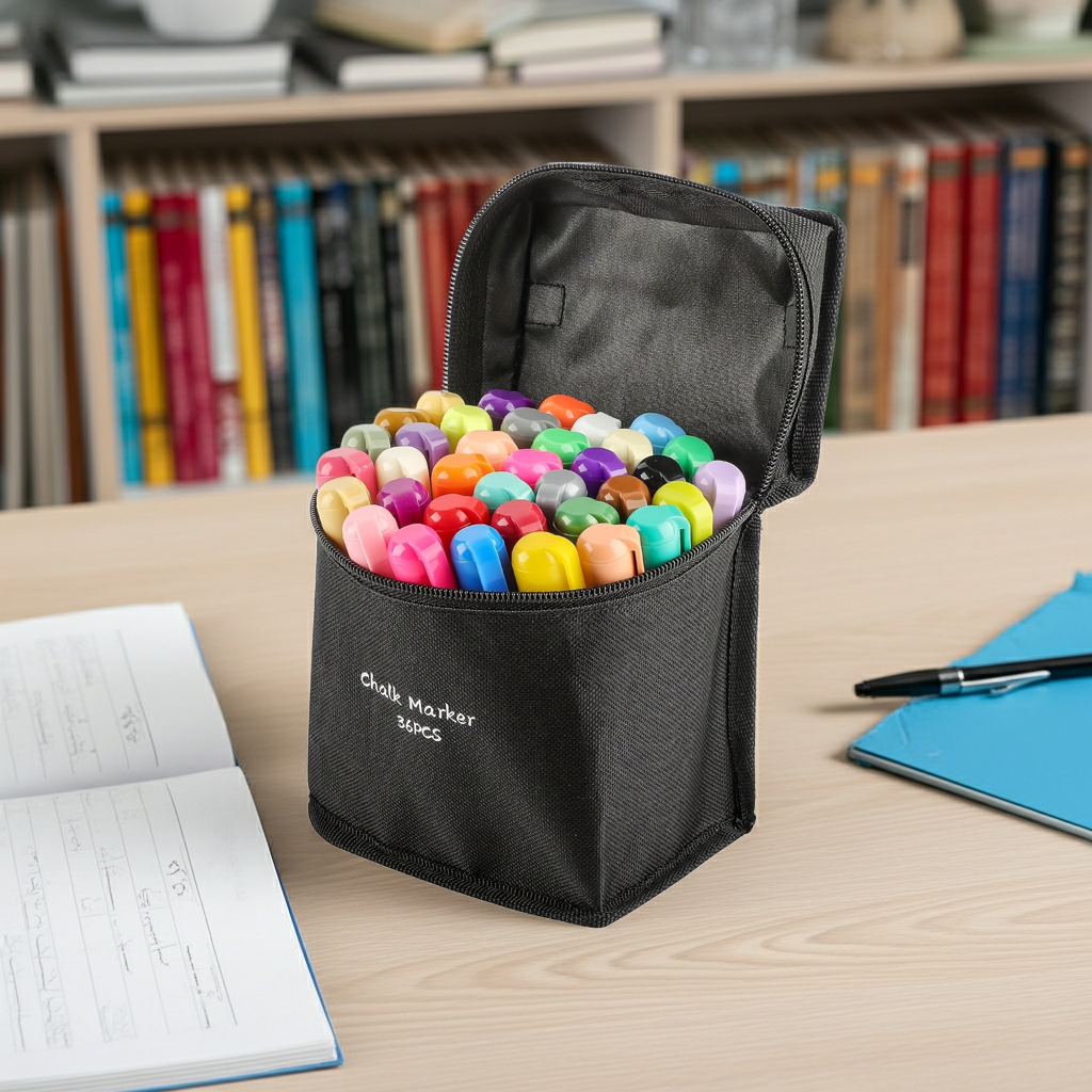 36 Marqueurs Craie Effaçables à l’Eau – Pointes Réversibles Biseautée/Ronde – Pour Tableau, Vitre, Miroir – Encre Lavable by LSDLBoutique.ch