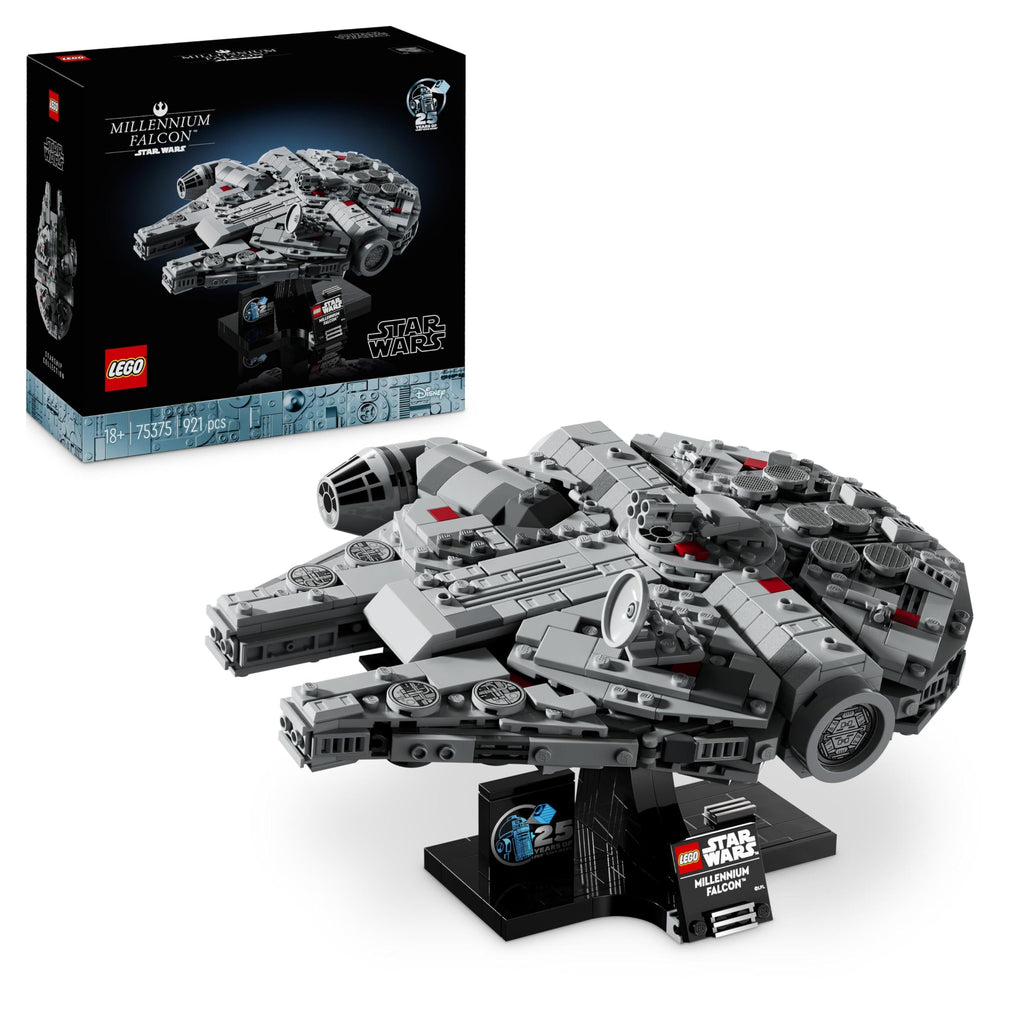 LEGO Star Wars 75375 Millennium Falcon - Set de Construction de Vaisseau Spatial Collector pour Adulte - Présentoir & Plaque Descriptive pour Déco de Bureau - Cadeau pour Fans de Un Nouvel Espoir