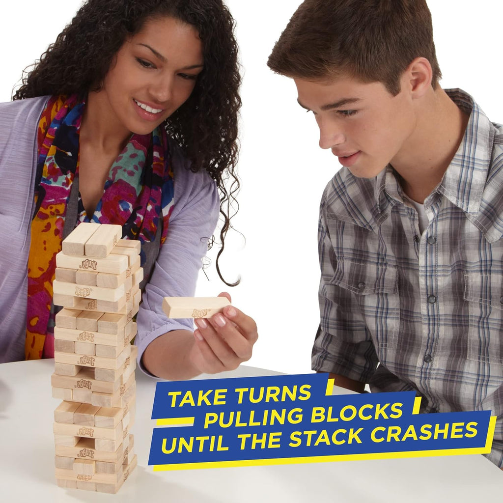 Hasbro Gaming Jenga, Jeu de société en Bois, Jeu de Voyage pour Enfant et familles, Version française, Idées Cadeaux d'anniversaire, À partir de 6 Ans