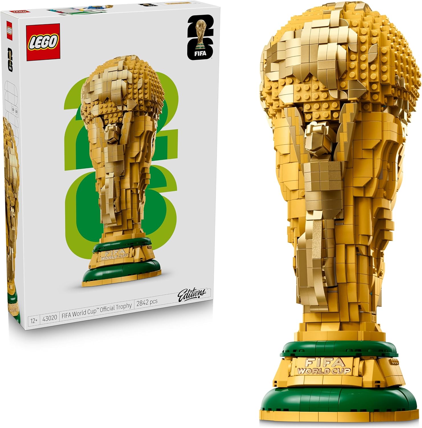 LEGO Editions Trophée Officiel de la Coupe du Monde de la FIFA - Jouet 3D - Maquette DIY avec Minifigurine Collector - Cadeau Football pour Garçon, Fille dès 12 Ans ou Adulte Fan de Sport 43020
