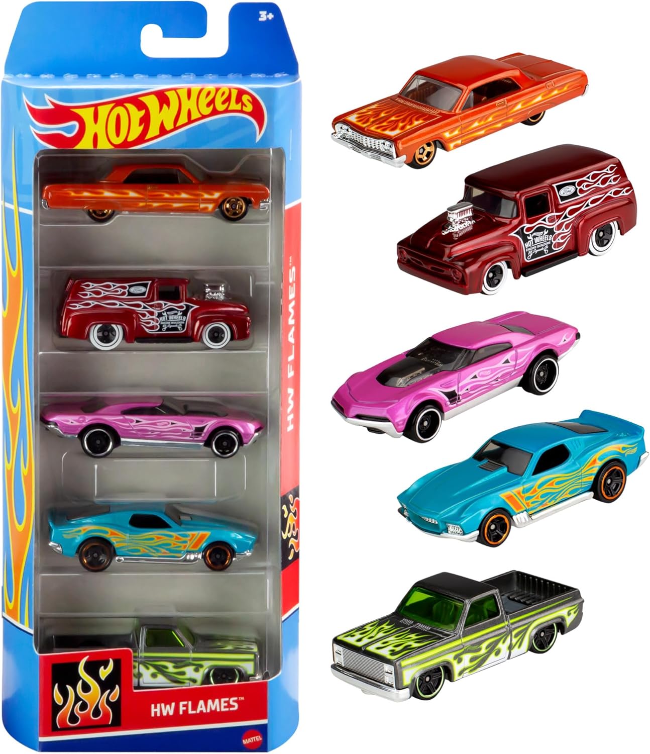Hot Wheels Lot De 5 Voitures, Courses Extrêmes, Véhicules Jouets À L'Échelle 1:64 avec Détails Et Décors Réalistes, Voitures De Collection, Jouet pour Enfant de 3 Ans et Plus, 1806