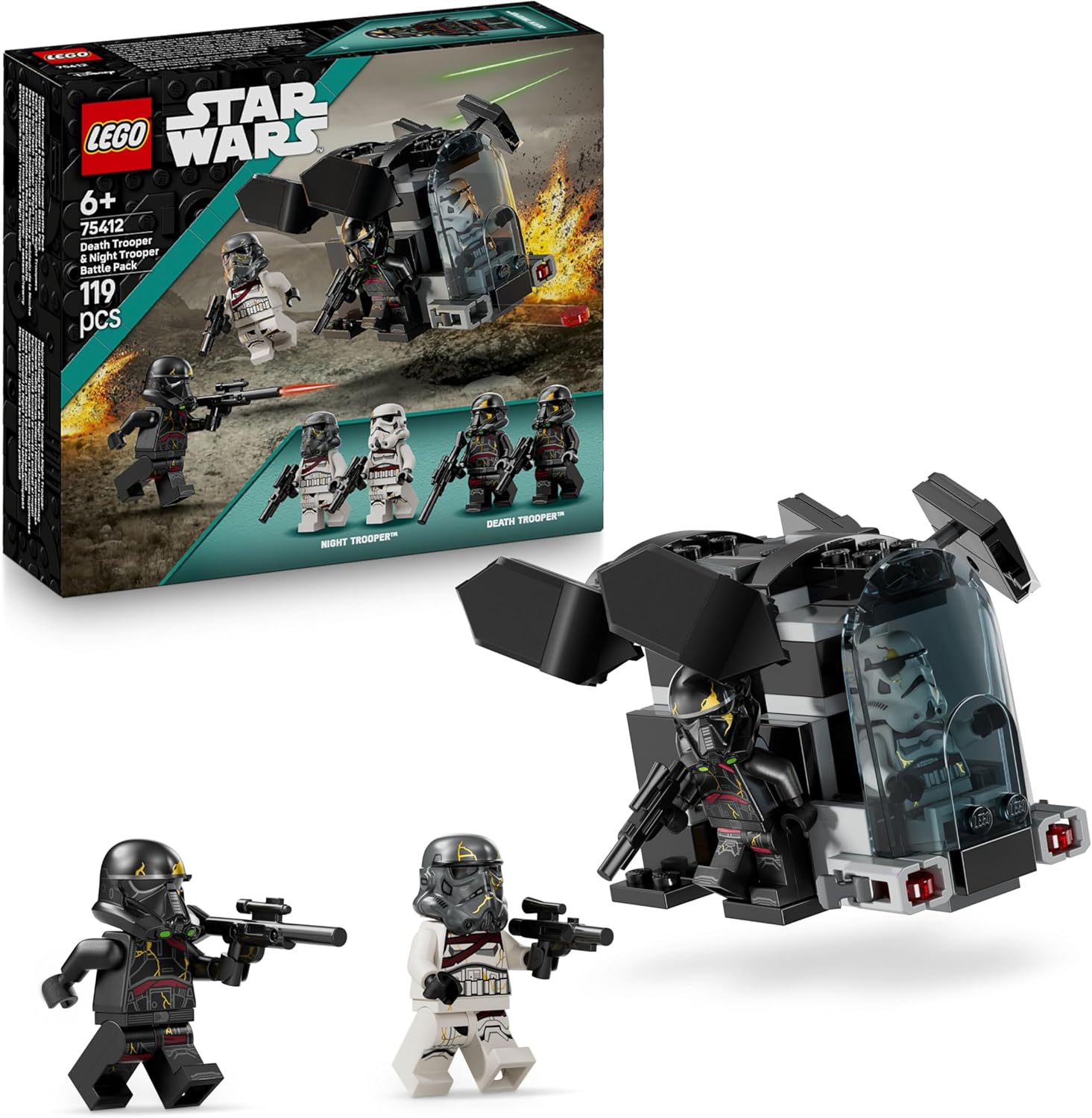 LEGO Star Wars 75412 Ahsoka Pack de Combat Death Troopers Contre Night Troopers - Jeu de Construction avec Transporteur & 4 Minifigurines avec Blasters - Cadeau Collector pour Garçon dès 6 Ans & Fans