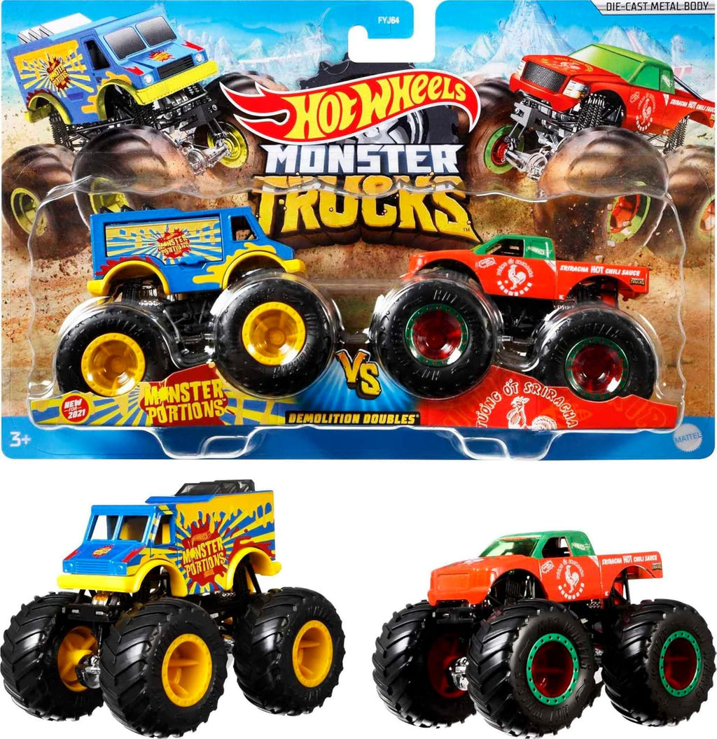 Hot Wheels Véhicules Monster Truck Duos De Démolition FYJ64 - Modèle aléatoire